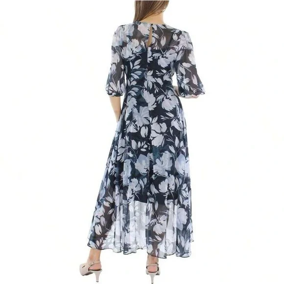 Calvin Klein High Low Midi Navy Dress size 12 - Picture 5 of 7